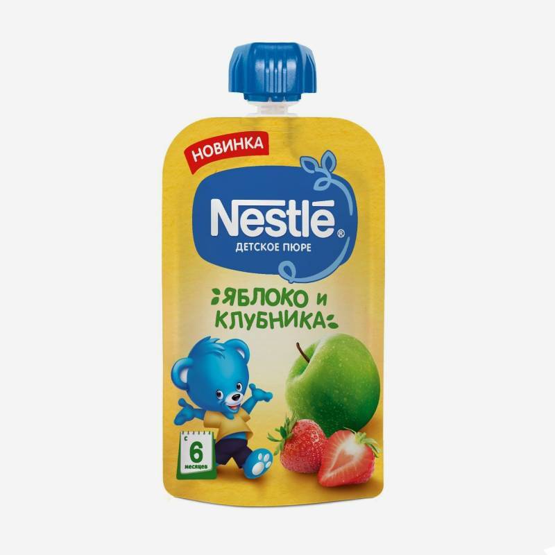 Nestle  пюре яблоко и клубник 90г