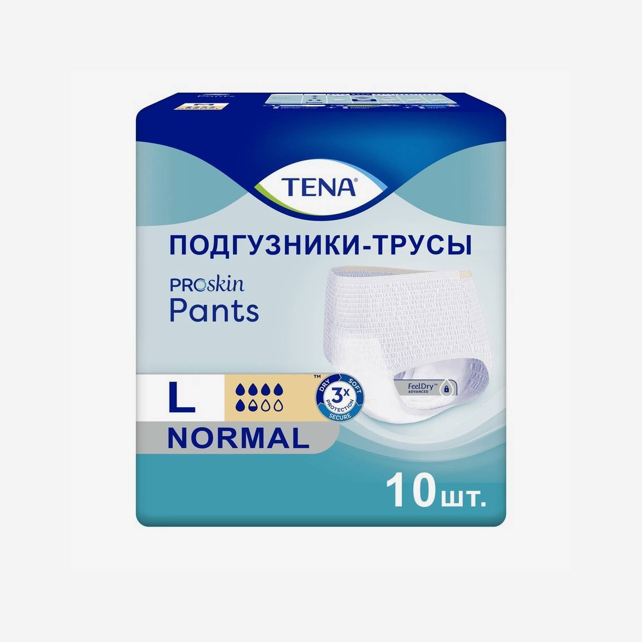 Tena L Normal подгузники-трусы (100-135 см) 10шт.