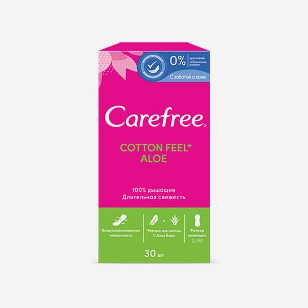 Carefree Cotton Feel Aloe прокладки 30шт.