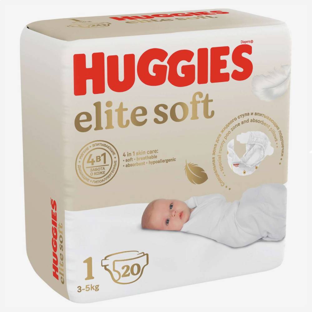 Huggies Elite Soft 3-5кг N1 20шт.