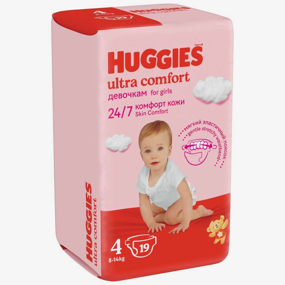Huggies Ultra Comfort для девочек N4  19шт.