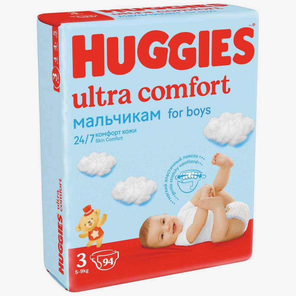 Huggies Ultra Comfort подгузники для мальчиков N3 94шт.