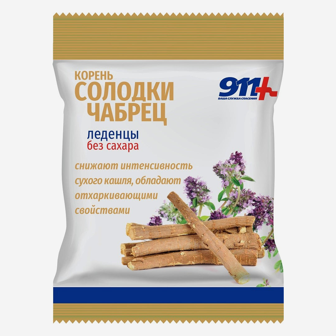 911 леденцы без сахара солодка + чабрец 20шт.