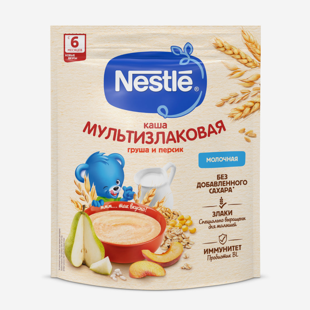 Nestle каша мол. мультизлак (груша, персик) 6м+ 200г