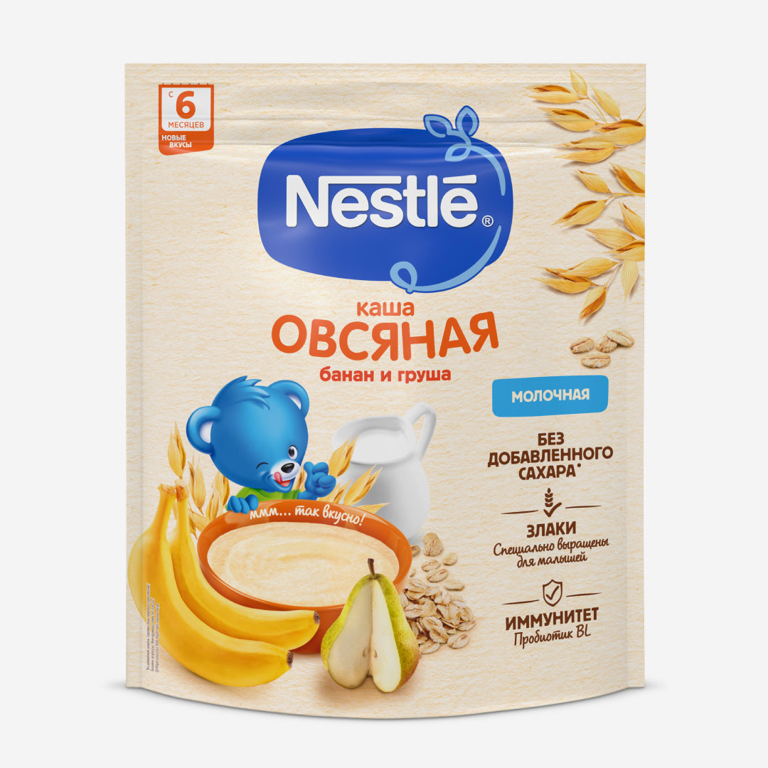 Nestle каша мол. овсяная (банан, груша) 6м+ 200г