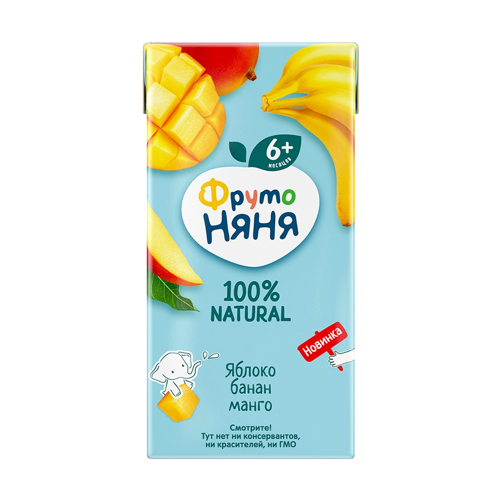 Фруто Няня сок яблоко,банан,манго с 6 мес. 200мл  -,